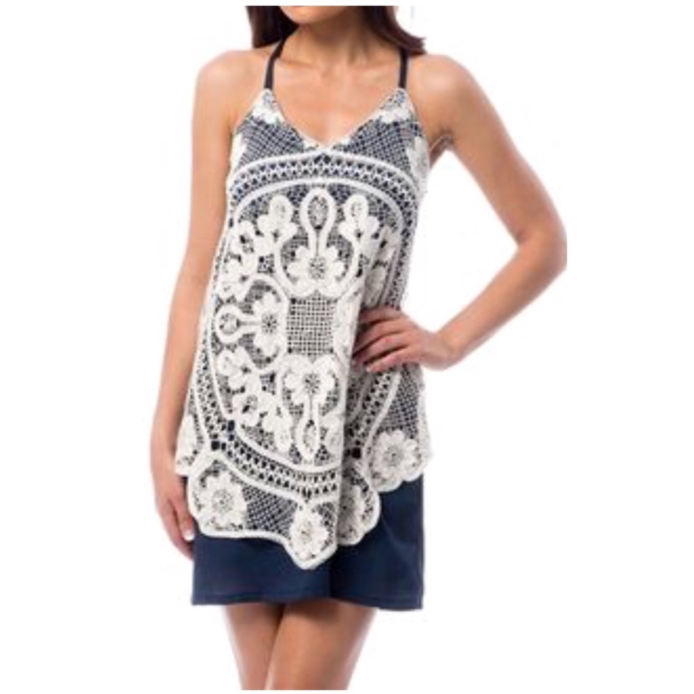 Judith March Crochet Overlay Tank Dress